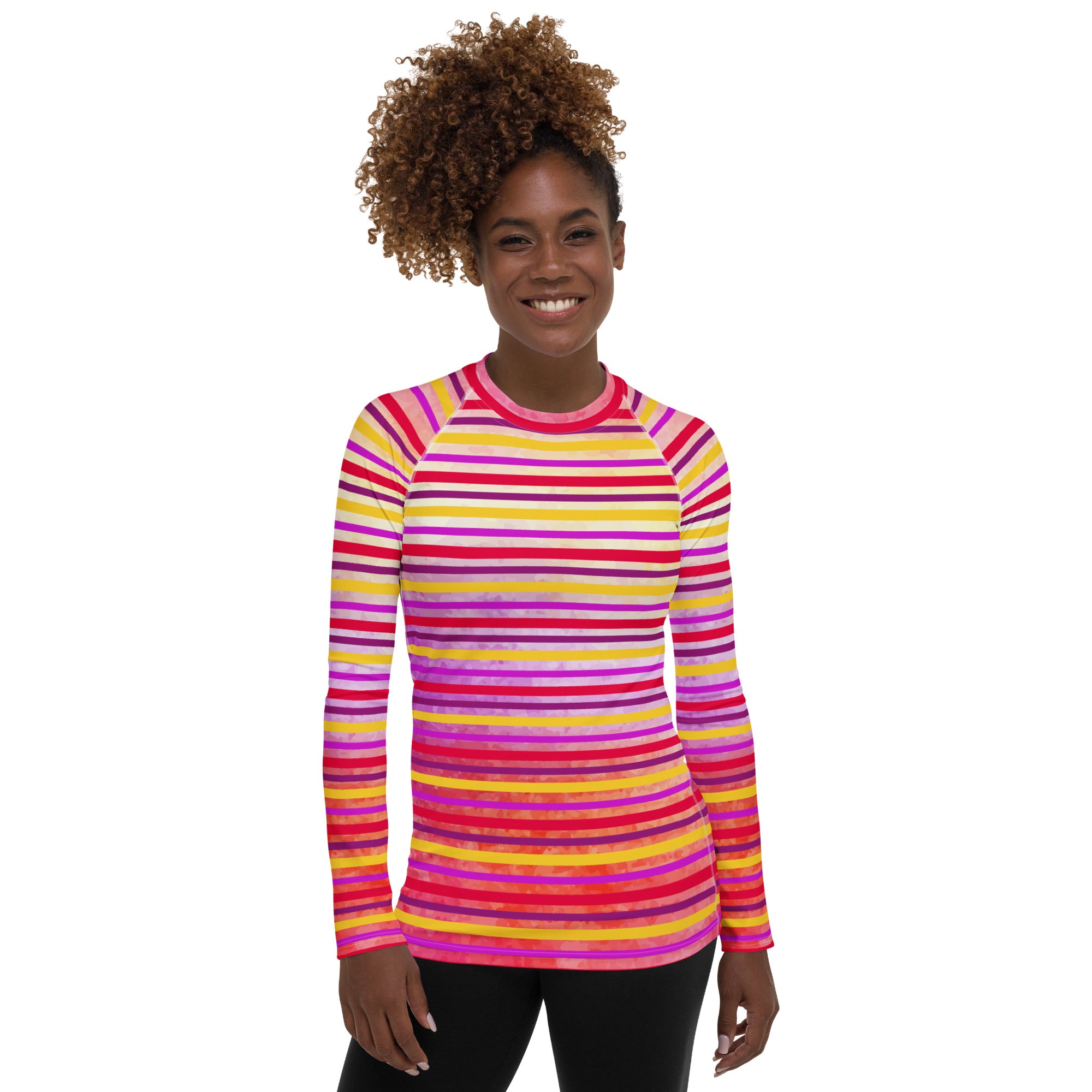 Sunset Stripes Performance Rash Guard UPF 50+